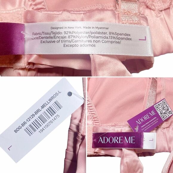 NWT Adore Me Averly Unlined Satin Bralette & Panty Set in Mellow Rose Size Large - Picture 7 of 12
